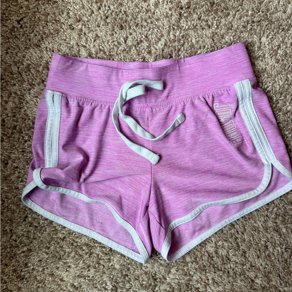 Justice Pink Heather Athletic Shorts with White Trim